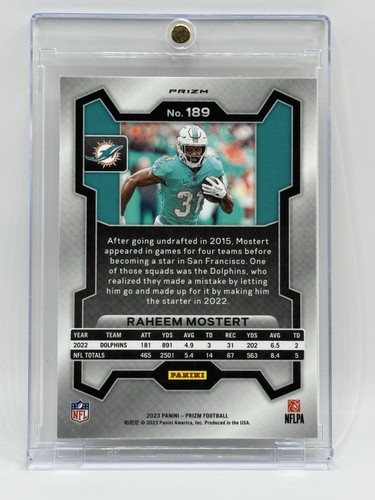2023 Prizm Raheem Mostert Snakeskin Case Hit SSP #189 Miami Dolphins - Bild 2 von 2