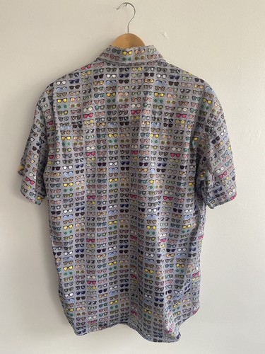 Claudio Lugli Shirt Mens XXL 2XL Black White Striped Sunglasses Short Sleeve - Picture 11 of 13