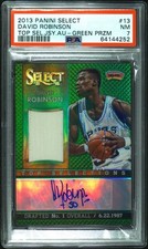 2013-14 Panini Select David Robinson #13 Jersey Patch Auto Prizm Green 4/5 PSA 7