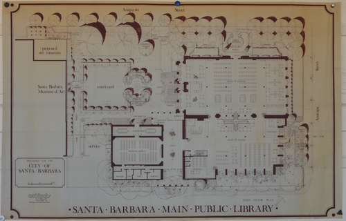 VINTAGE 1980 SANTA BARBARA BIBLIOTHÈQUE PUBLIQUE 3 GRANDS DESSINS IMPRIMÉS MISE EN PAGE