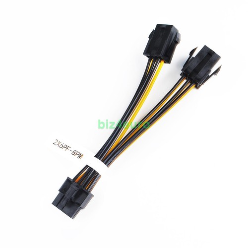 Dual 6 Pin Female To Single 8 Pin Male PCIe Graphics Power Data Cable 20cm 18AWG - Afbeelding 5 van 9