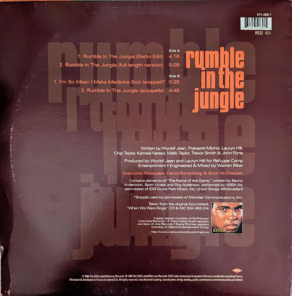 Fugees Rumble In The Jungle Vinyl Record VG/G+ 574069 1996 Foto 2 de 2