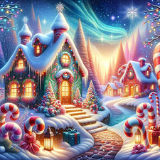 Christmas Diamond Art Kits for Adults, 5D Christmas House Diamond Painting Kits
