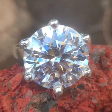 RARE Certified 10.00 Ct Ct White Treated Diamond Solitaire Ring In 925 Silver