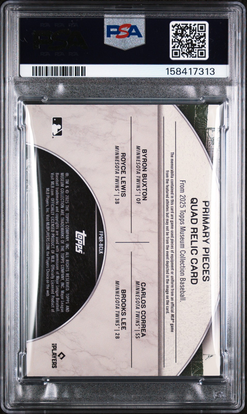 2025 TOPPS MUSEUM COLLECTION AMETHYST LEE BUXTON CORREA LEWIS 6/20 PSA 9 view 2