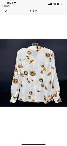 Tory Burch Brigitte Blouse Button Up Shirt LS Sun Hat Pattern Cotton Lightweight - Picture 3 of 9
