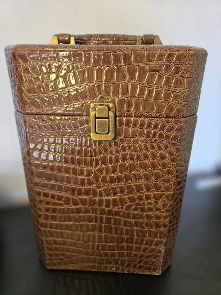 Винный держатель для пикника чехол аллигатор 2 бутылки дорожная сумка с ремнем винтажный - Изображение 2 из 4