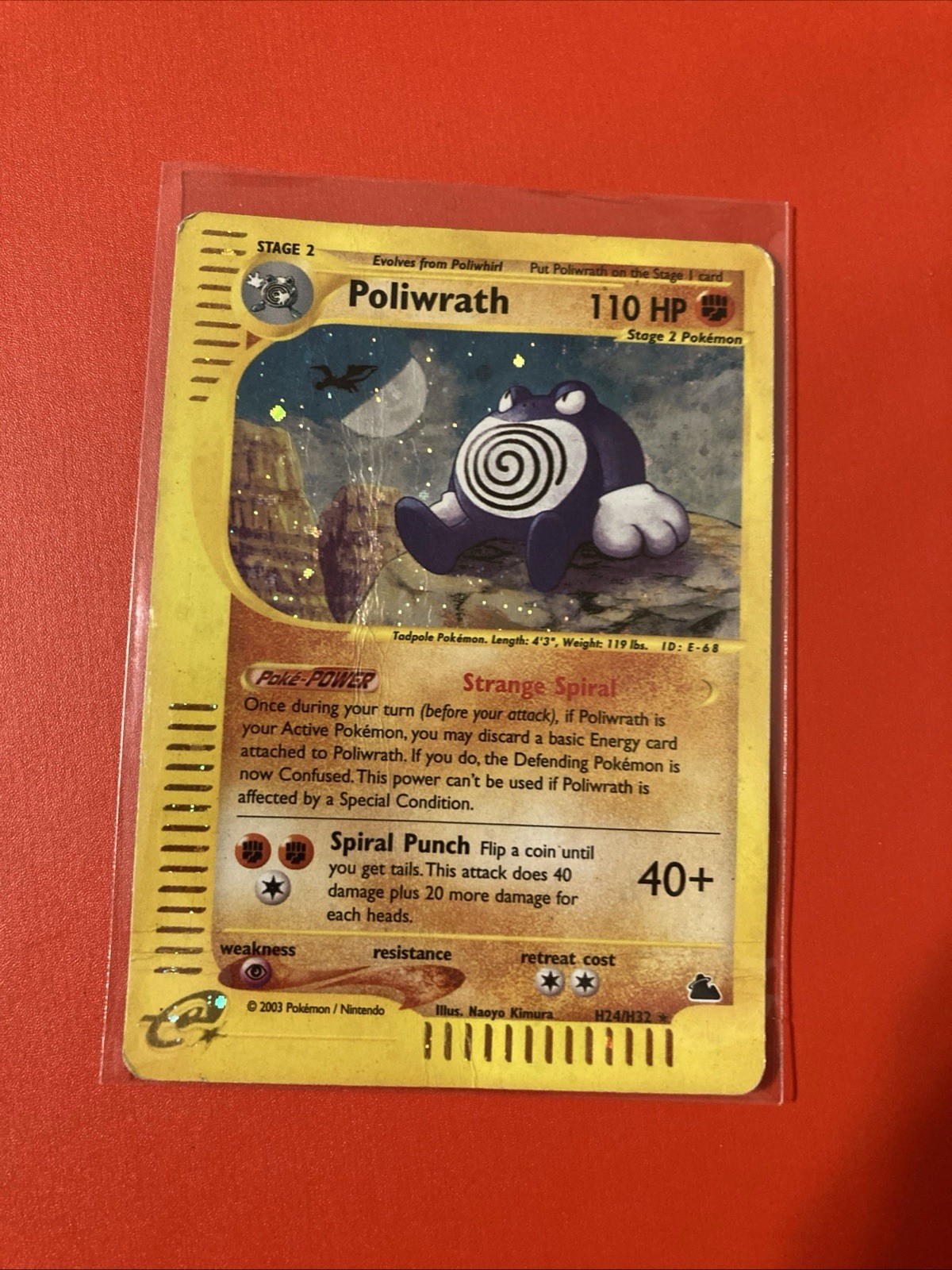 Pokémon TCG Poliwrath H24/H32 Skyridge HP Holo - Heavily Used