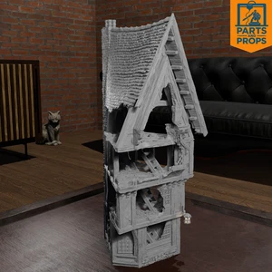 Helwick Shop 3 Ruin 3D Printed Terrain - Fantasy High Street Shopfront Building, 28-32mm Tabletop Wargaming & RPG Scatter Scenery