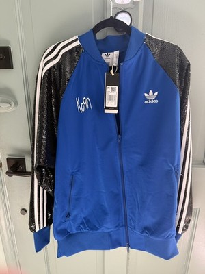 KORN x ADIDAS Limited Edition Blue Full zip Track Suit Jacket w Black Sequin Sle