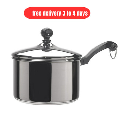 2 Quart Stainless Steel Saucepan with Lid Induction Cap Base Dishwasher Safe NEW