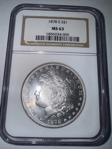1878 S MORGAN SILVER DOLLAR NGC.  MS 63