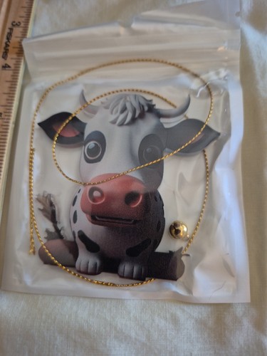 Laser Cut Acrylic 3"×3" Highland Cow Ornament Gold Lame with Bell NEW. L-1 - Picture 10 of 12