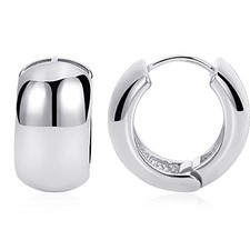 Chunky Thick Hoop Earrings for Women Gold Hoops Huggie 0.8" Hoop Silver