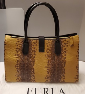Furla Leather Double Handle Satchel Handbag with Dustbag Made In Italy Purse
