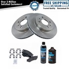 Front Metallic Brake Pad & Rotor Kit Set w/ Fluids for 91-02 Saturn SL SC SW