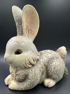 Jim Shore Heartwood Grey Bunny Garden Statue Home Decor w/Box