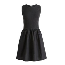 NWT J.Crew Factory XS Knit Mixy Mini Dress Black Sleeveless Tank Pockets CK851
