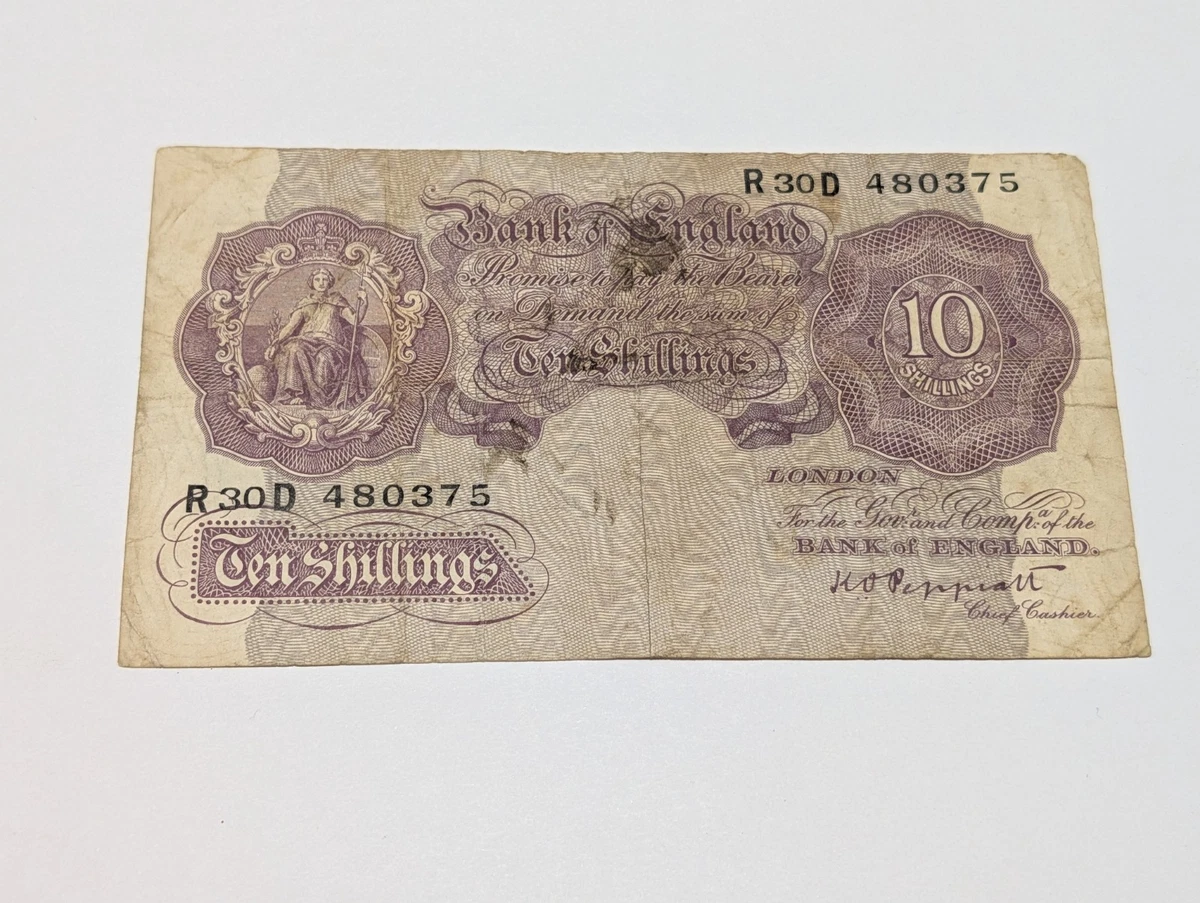 イングランド銀行発行 10シリング紙幣（オリジナル） C40N 175035 25+ Circulated 1940 Year UK Paper Money for sale | Updated Oct 2026