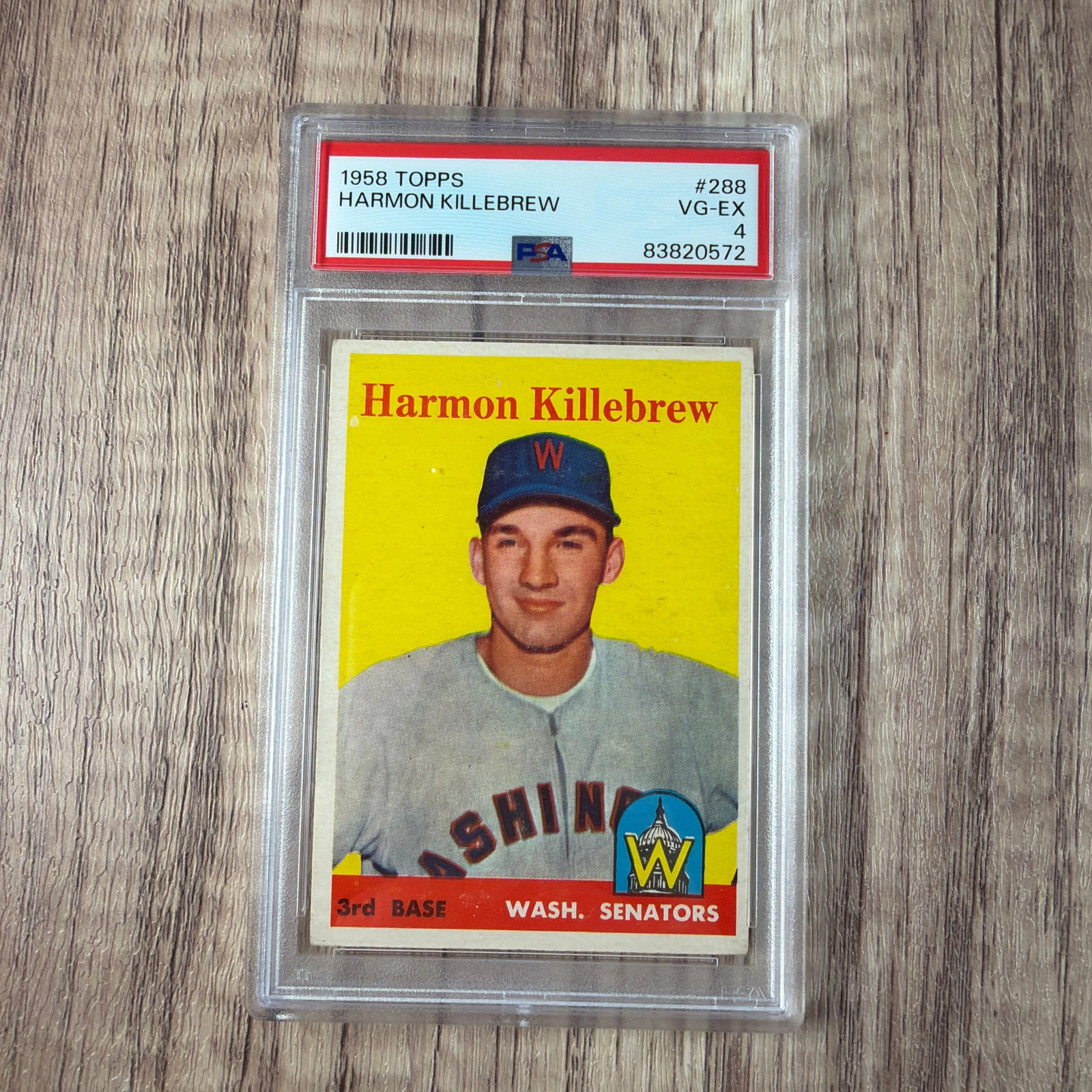 1958 Topps #288 Harmon Killebrew HOF PSA 4 VG-EX Centered Washington Senators