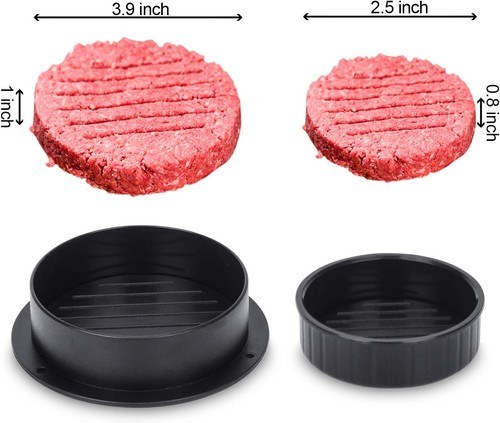 Burgerpresse, Hamburgerpresse Patty Maker mit 100 Stück schwarz - Bild 3 von 8