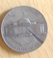 1944 S Silber US Jefferson Nickel 5C gepr&auml;gt durch Laminierung Peel, Fehlerm&uuml;nze