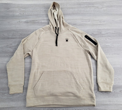 NWT Spyder Active Men s Hoodie Beige Pullover Large Stretch Athletic  SPM868D