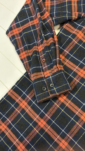 Carbon 2 Cobalt mens M Medium blue orange plaid soft cotton flannel shirt EUC - Picture 3 of 4