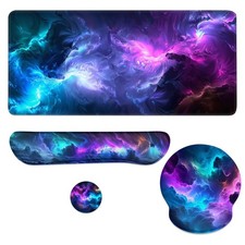 Galaxy Mouse Pad Set Abstract Cosmic Neon Nebula Universe Gaming Mousepad 4in...