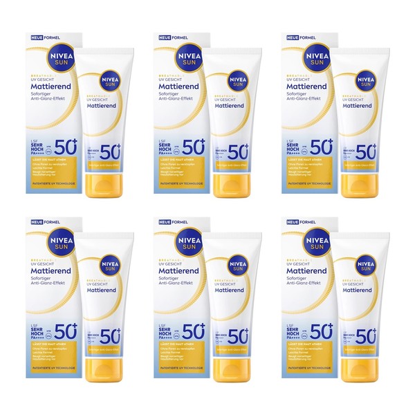 6 X 40Ml Nivea SUN Sonnenfluid Gesicht Mattierend, LSF 50+-image
