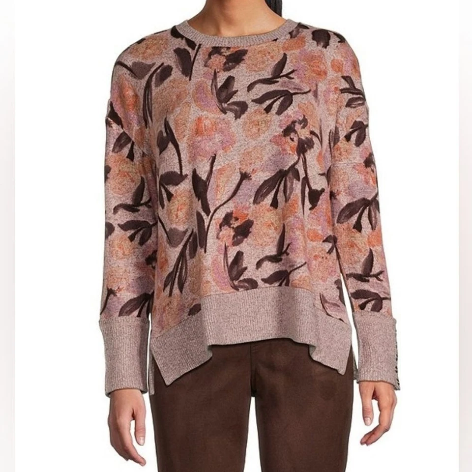 Top Suéter Tejido Westbound Mujer Talla XL Rosa Marrón Floral Abuela Abuela Retro Foto 4 de 4