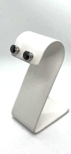 NATURAL FANCY BLACK  DIAMOND 14K WHITE GOLD EARRINGS - Image 3 of 4