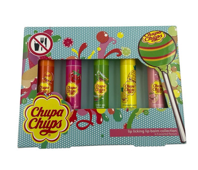 Chupa Chups Lippenbalsam 5er Set Lip Balm Frucht Duft Pflege Geschmack NEU OVP