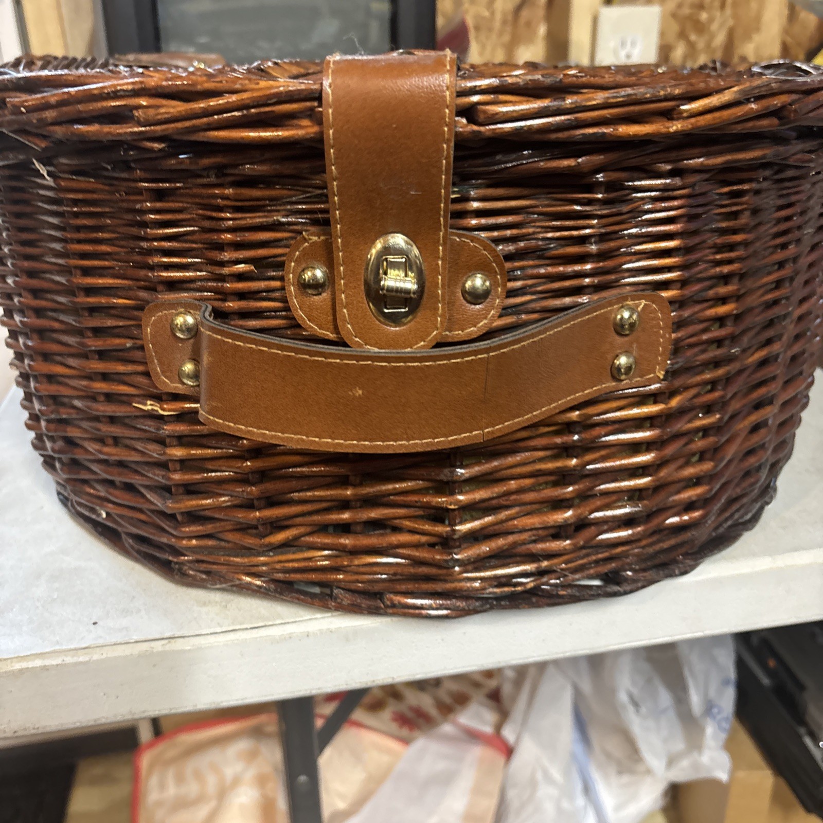 Picnic Time Rattan Bamboo Picnic Basket Plates, Glasses, Silverware Included