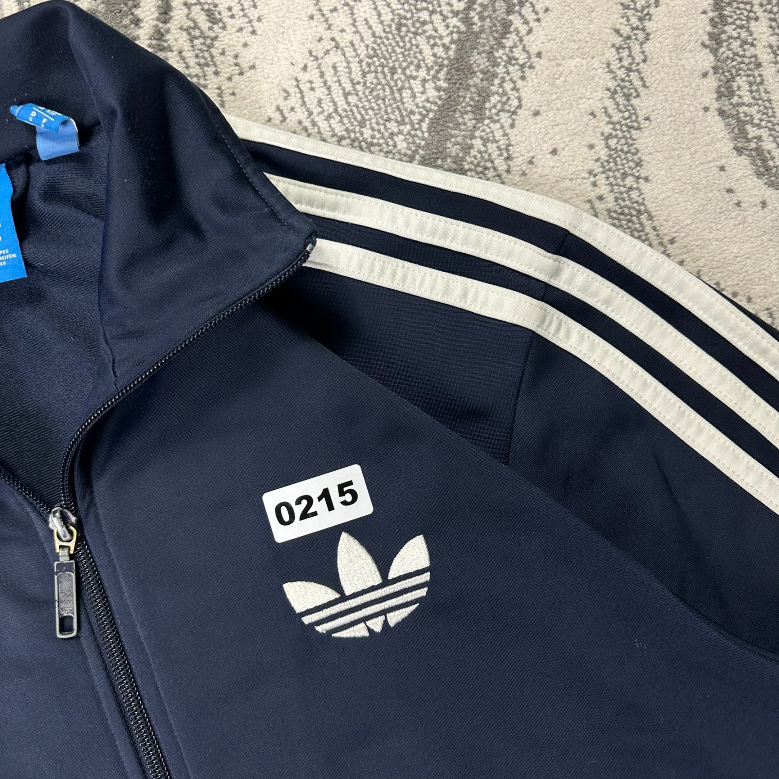 VTG Adidas Firebird Oversized Small Navy Funnel Neck Tracksuit Top Track Jacket image 2