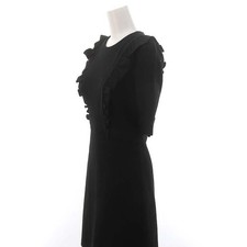 GUCCI Back Ribbon Dress Knee Length Sleeve 35in Rayon Blend Black Pre-owned