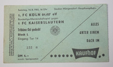 Original Eintrittskarte BL 1.FC K&ouml;ln - Kaiserslautern 1965 seltener Fehldruck