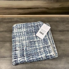 Pottery Barn/Villa Classic Home Textured Solid Pillow Cover Blue Ivory NWT