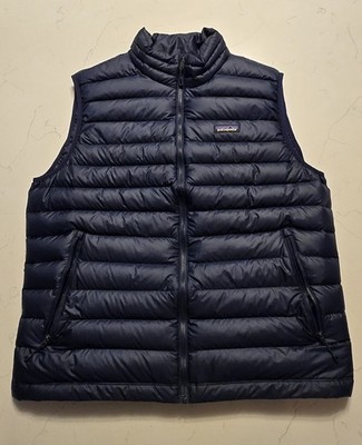 Patagonia Down Filled Puffer Full Zip Vest Men's Size L Insulated Navy Blue 