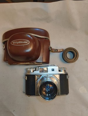 Voigtlander Prominent II w/Nokton 50mm F1.5, Hard Leather Case, & Adapter.