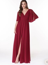 AZAZIE TEMEKABurgundy A-Line Ruched Chiffon Dress