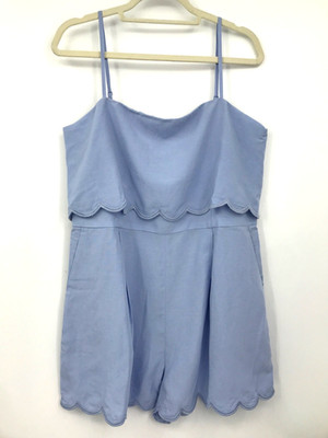 Club Monaco Overlay Romper Short Scalloped Hem Light Blue Size 14 NEW