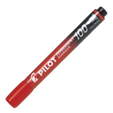 Pilot Oil-Based Permanent Marker 100, Medium Point, Round Tip, Red, 10 Pieces, M