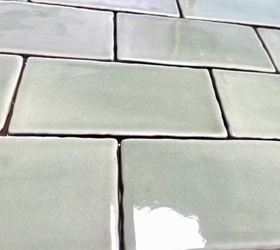 3x6 Sage Green Crackled Ceramic Tile, Wall and Backsplash Kitchen Bath (1 SF)