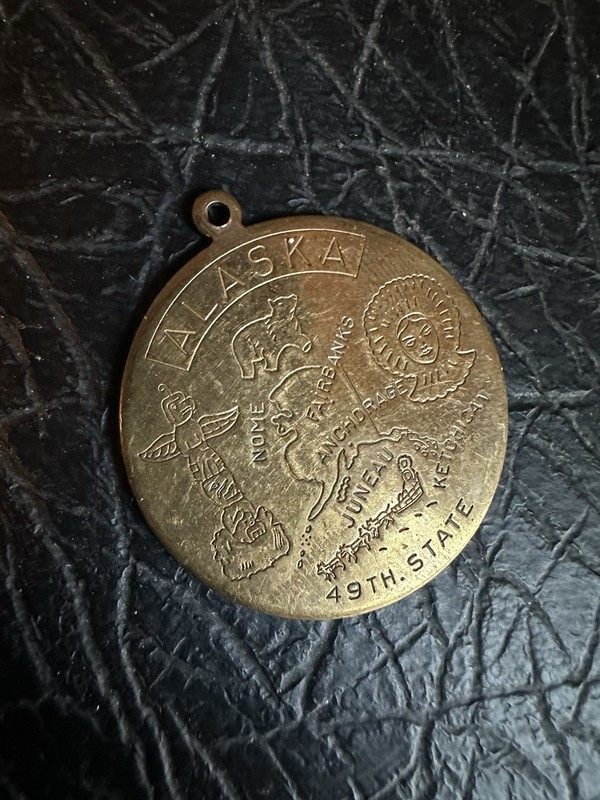 Vintage Kitschy Token Key Chain Alaska Gold 1960s Souvenir Collectible