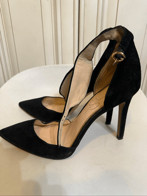 Jessica Simpson Women's Pointed Toe Ankle Strap Pumps Heels Castana Black Size 8
