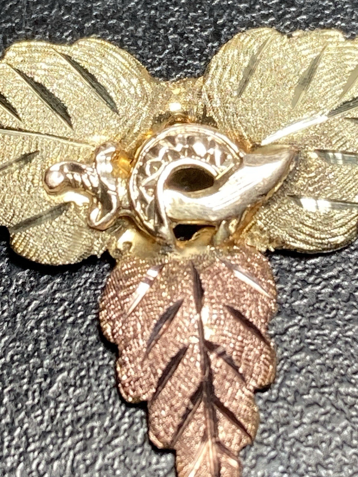 Vintage ~ Unique Two Ring Pendant Solid 12k Black… - image 16