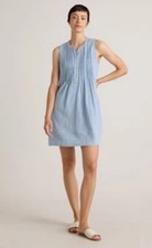 Quince 100% Organic Cotton Gauze Sleeveless Swing Dress Ocean Breeze XS