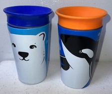 Set Of 2 Munchkin 360 Miracle Sippy Cups WHALE - POLAR BEAR MR32E