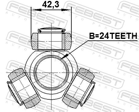 1216-IX35 FEBEST Tripod Hub, drive shaft for HYUNDAI,HYUNDAI (BEIJING),KIA,KIA (